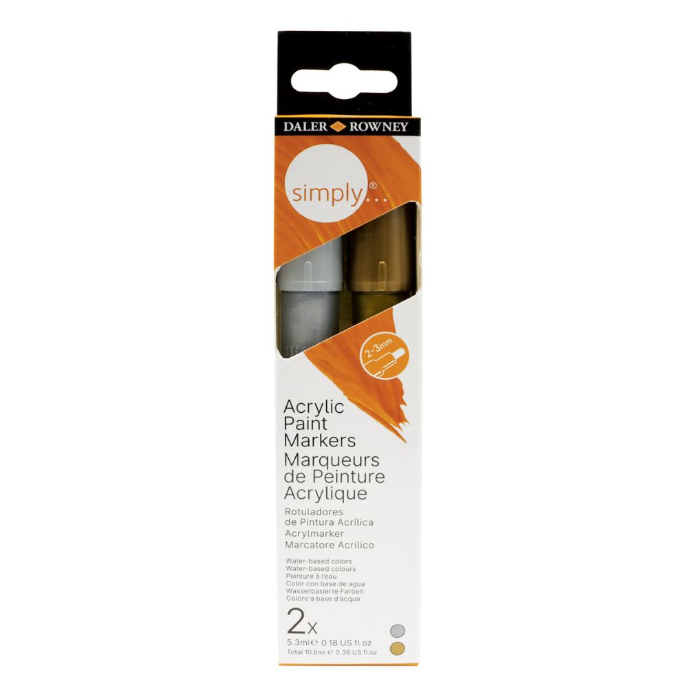 Daler Simply Acrylic Marker Set Gold/Silver 2pcs