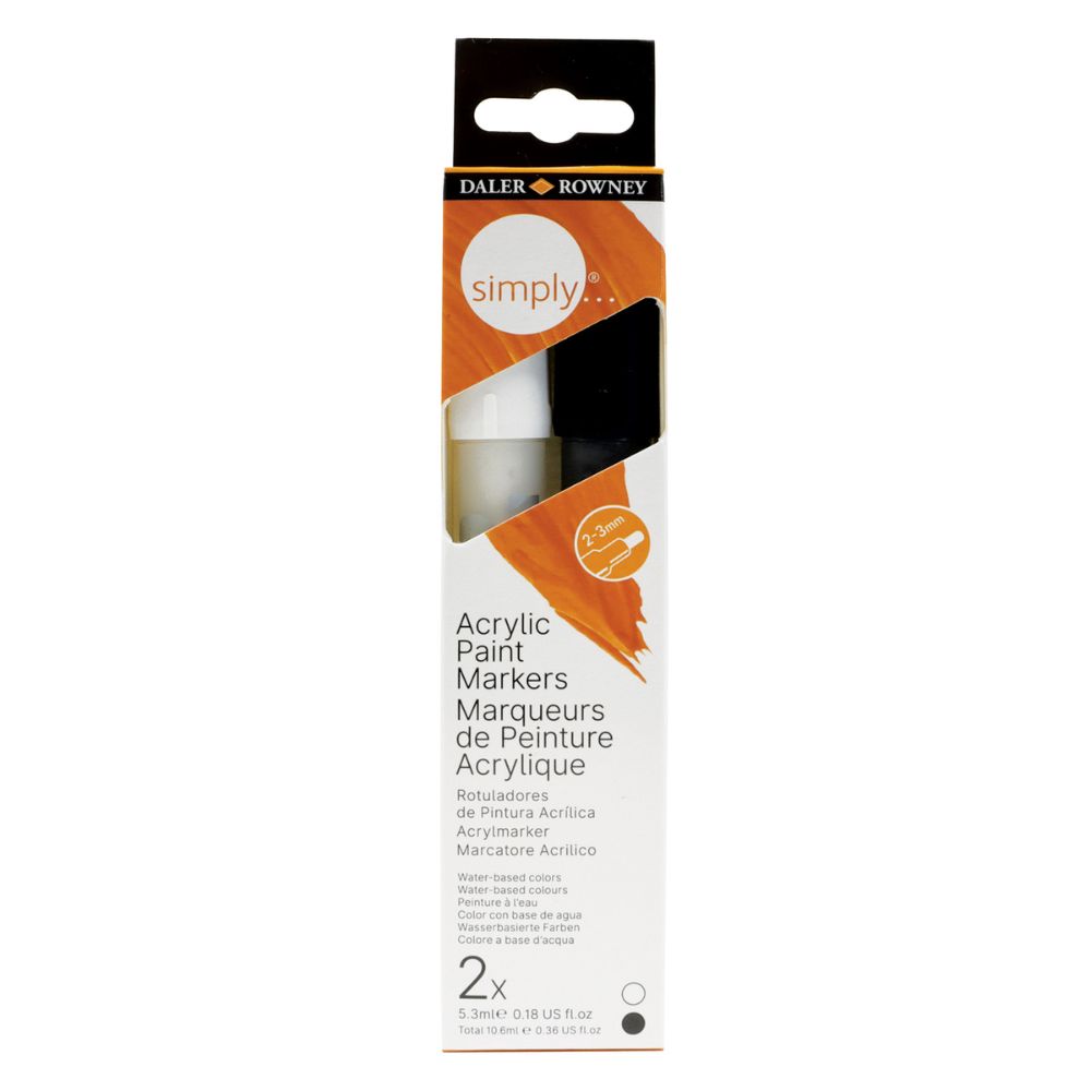 Daler Simply Acrylic Marker Set White/Black 2pcs