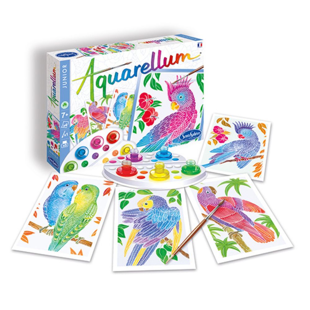 Aquarellum Junior Parrots - Paint by Numbers for Kids