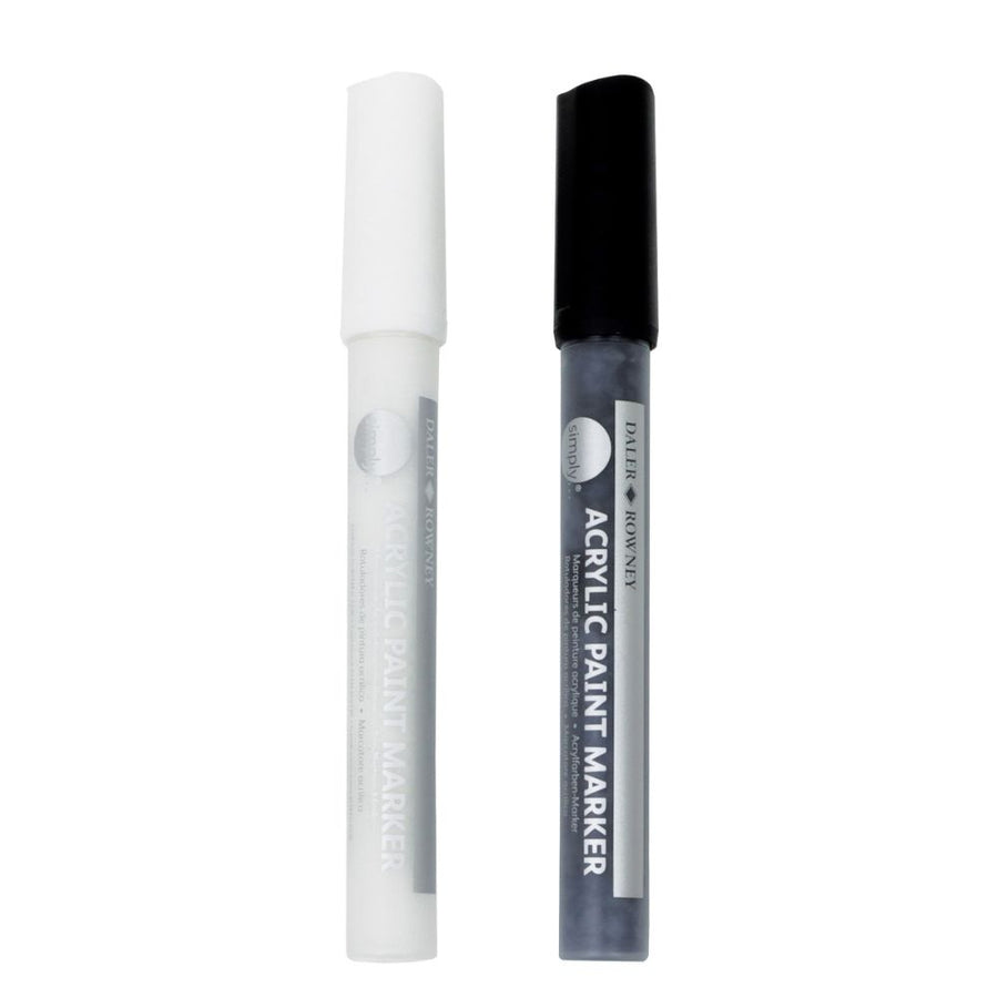 Daler Simply Acrylic Marker Set White/Black 2pcs