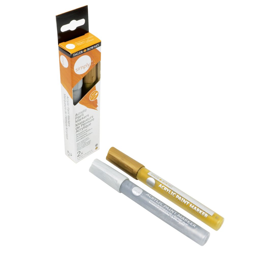 Daler Simply Acrylic Marker Set Gold/Silver 2pcs