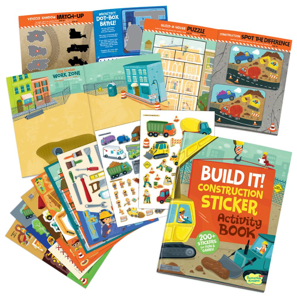 Peaceable Kingdom Activity Sticker Book - Build It! Construction