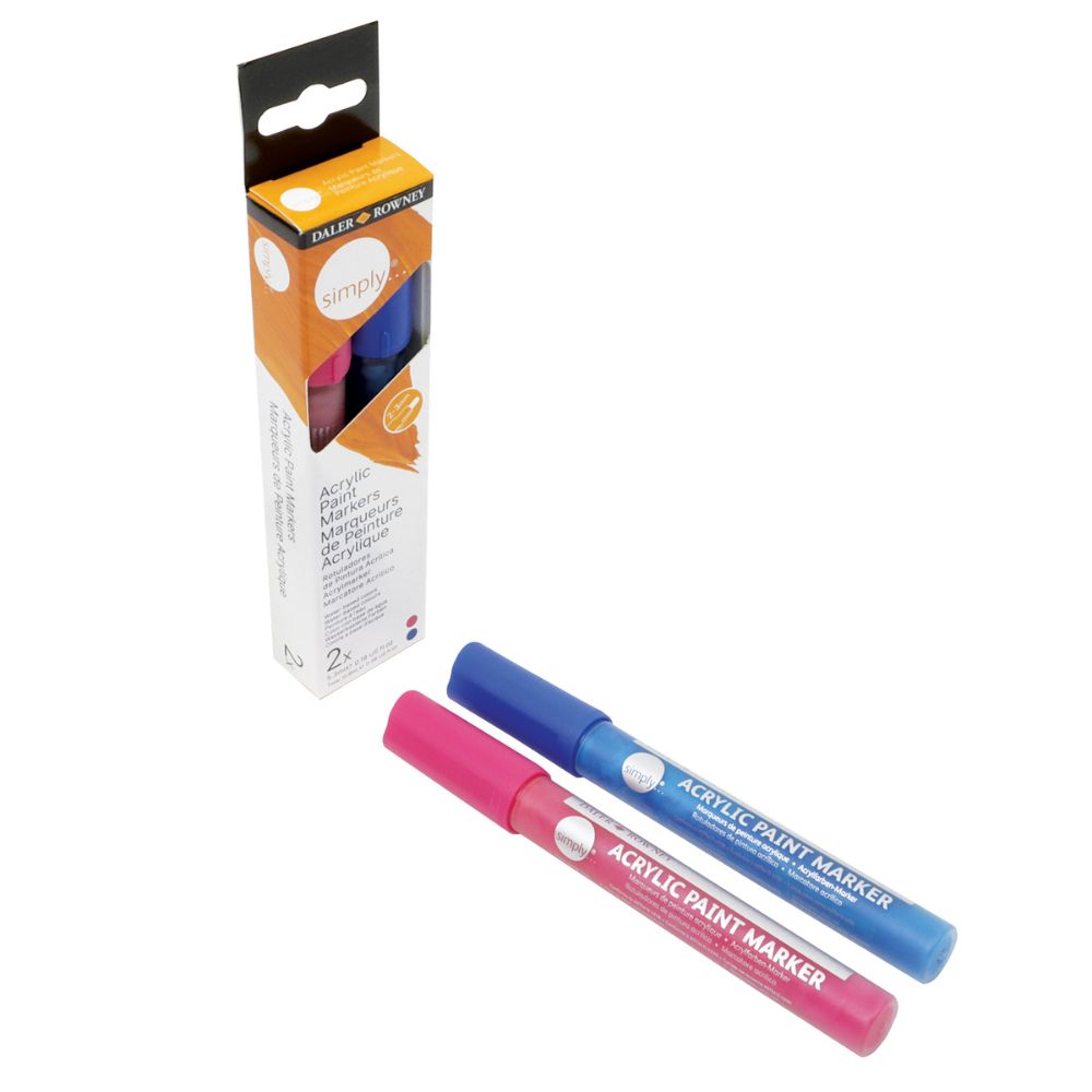 Daler Simply Acrylic Marker Set Pink/Blue 2pcs