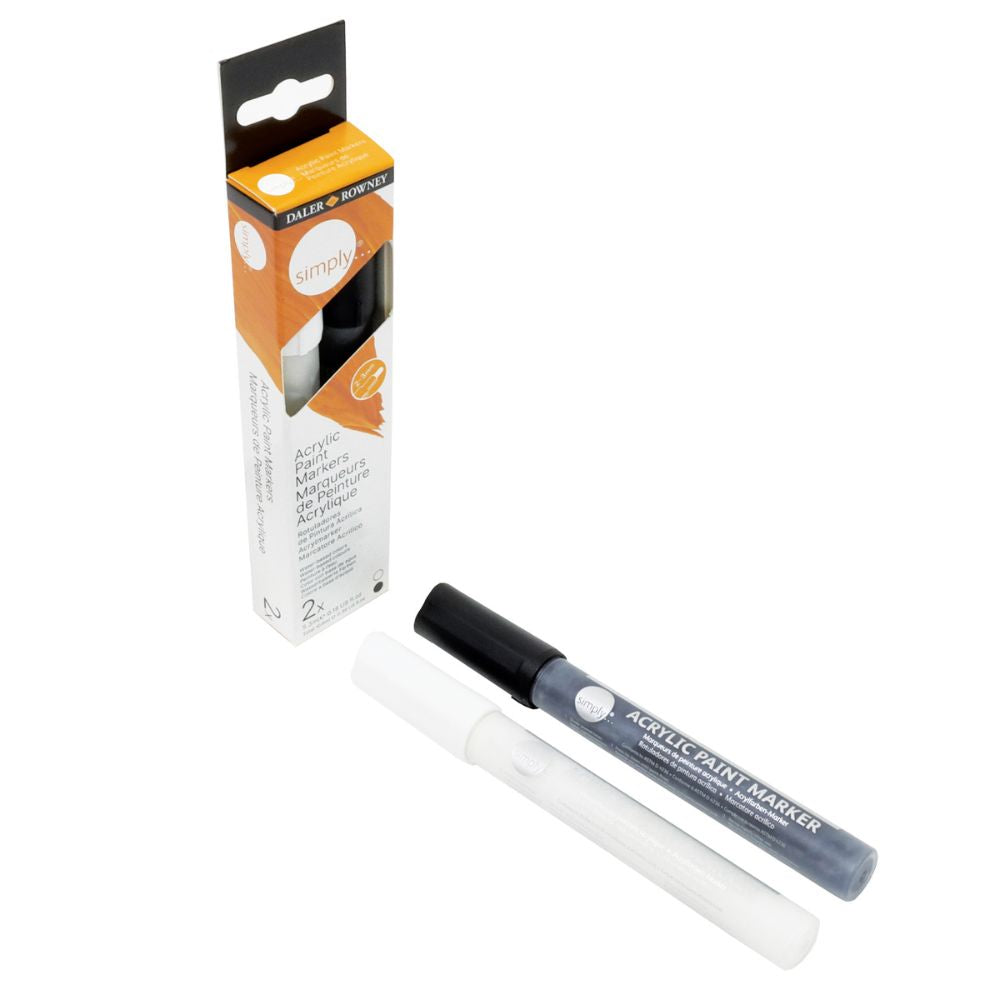 Daler Simply Acrylic Marker Set White/Black 2pcs