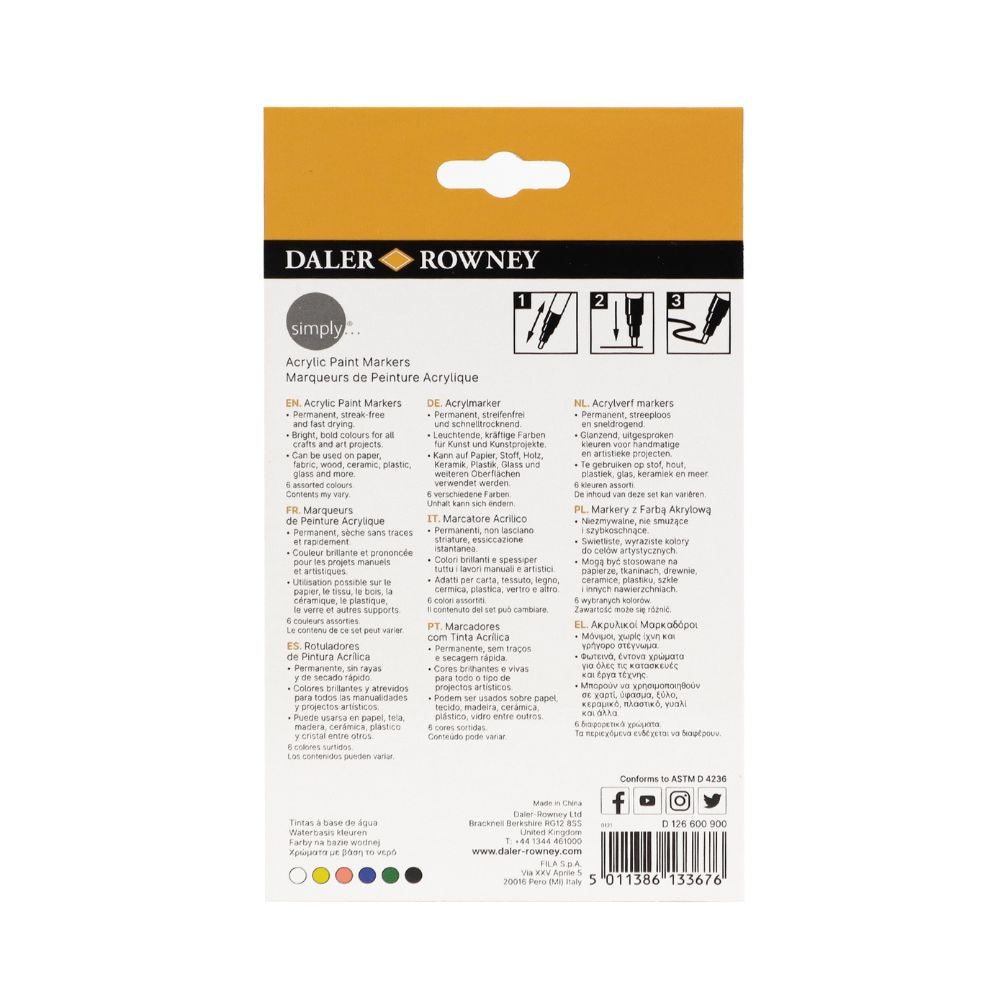 Daler Simply Acrylic Marker Set 6pcs