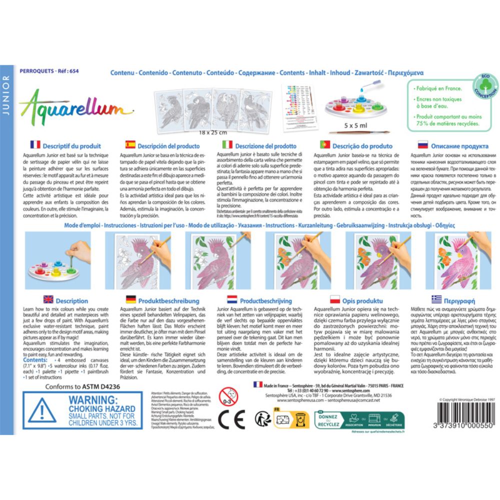 Aquarellum Junior Parrots - Paint by Numbers for Kids