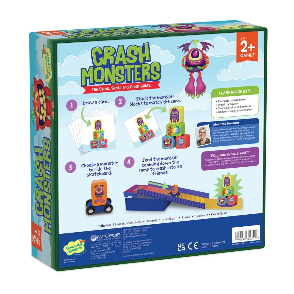 Peaceable Kingdom Crash Monsters - The Stack, Skate and Crash Game!