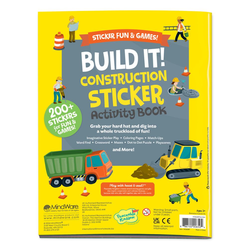 Peaceable Kingdom Activity Sticker Book - Build It! Construction