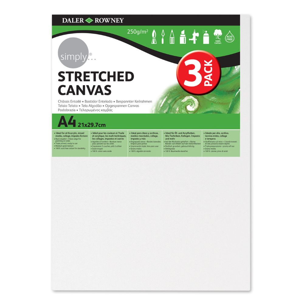 Daler Simply Canvas 3pk - A4 21 x 29.7cm