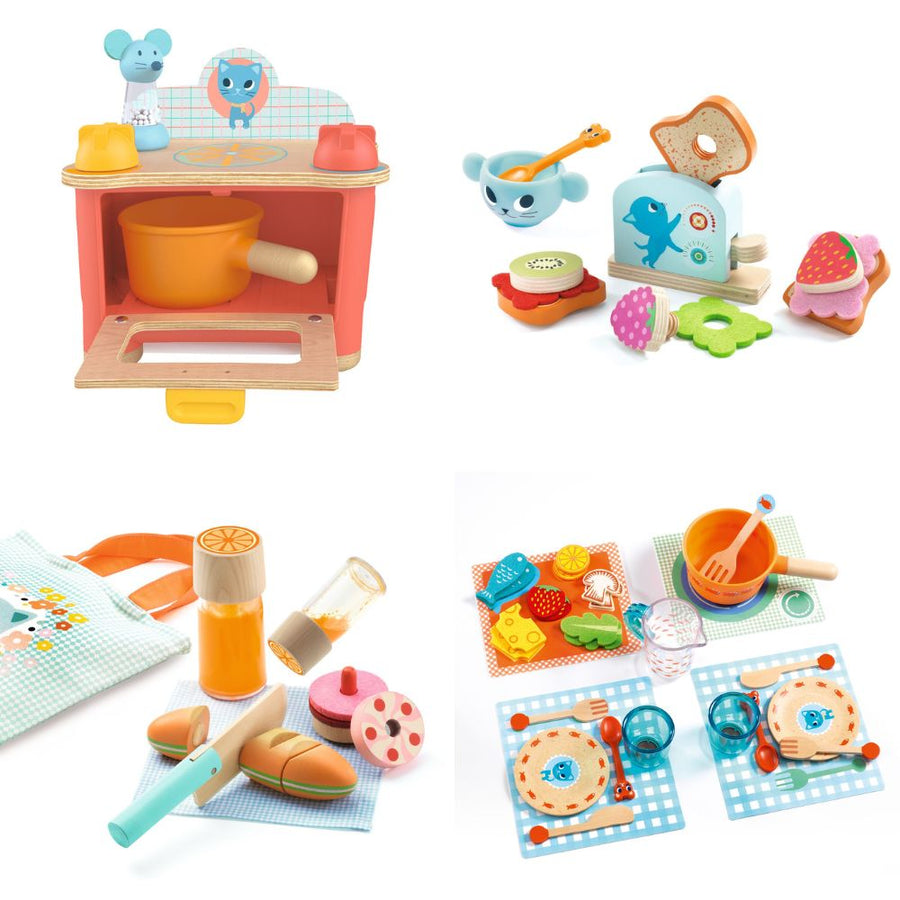 Djeco Kitchen Toys Bundle - Kittens Toddler Play Food Sets