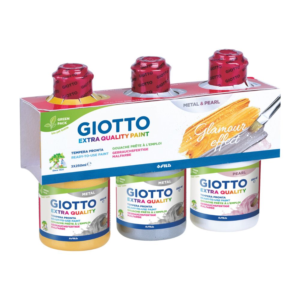 Giotto Extra Quality Metal & Pearl Paint 3 x 250ml Set