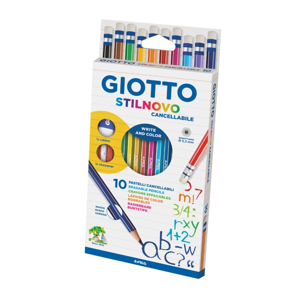 Giotto Stilnovo Erasable Pencil 10pcs + Sharpener + Eraser Set