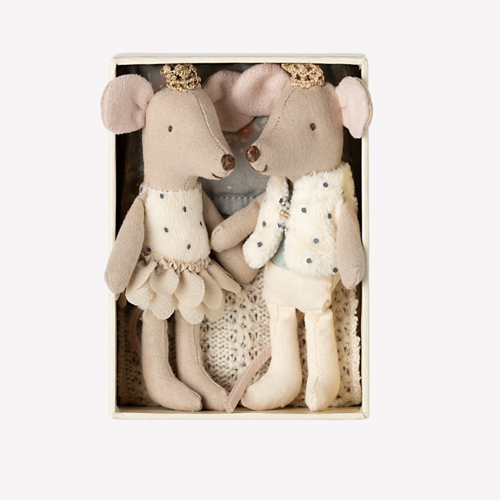 Maileg Royal Twins Mice, Little Sister and Brother Matchbox Mice 