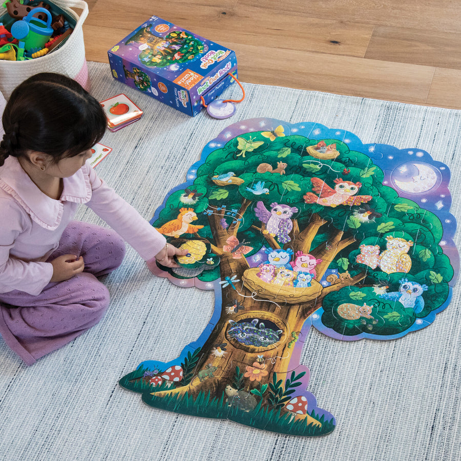 Peaceable Kingdom - Hoot Owl Hoot Shimmery Floor Puzzle