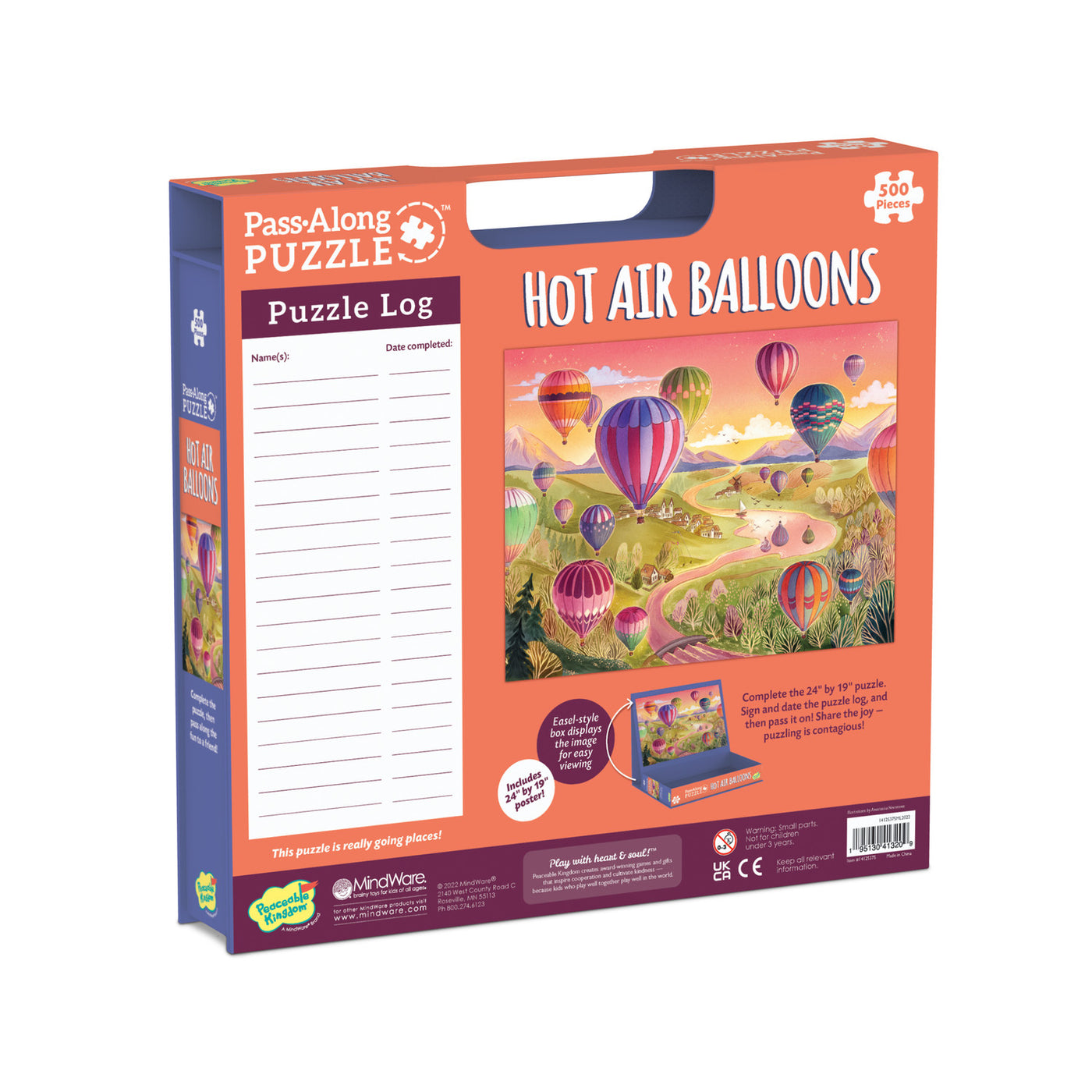 Peaceable Kingdom - Hot Air Balloons 500 Piece Pass Along Puzzle