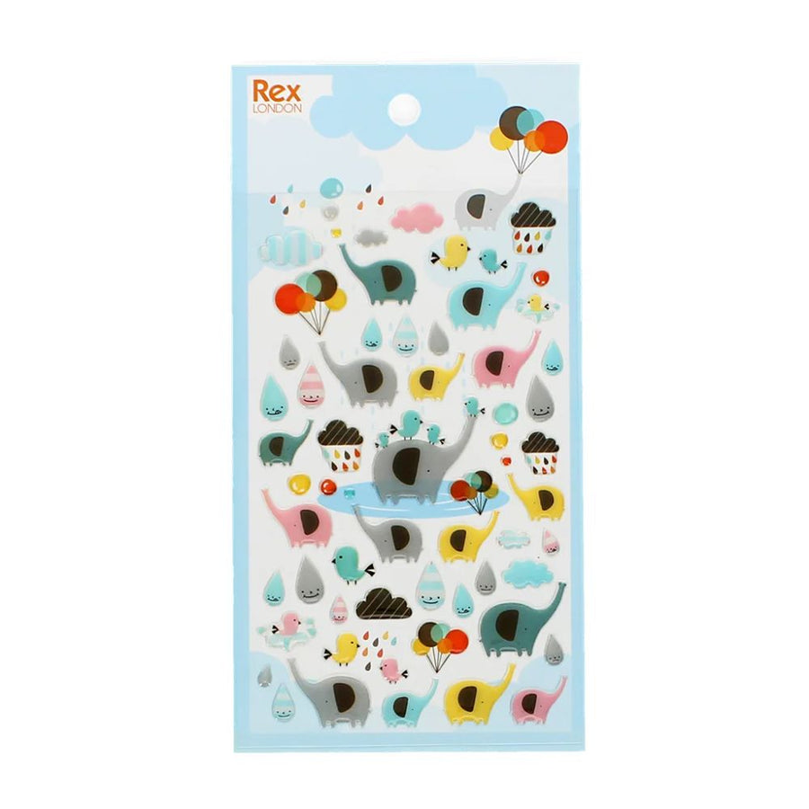 Rex London 3D Puffy Stickers - Elephant Rain Party