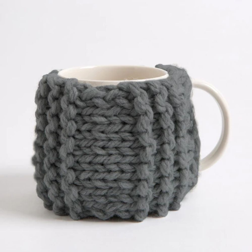 Wool Couture - Ribbed Cup Cosy Knitting Kit - Slate Grey